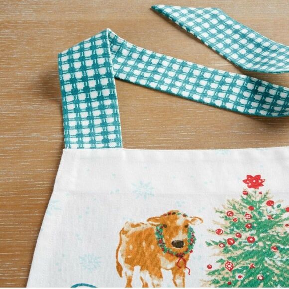 NEW The Pioneer Woman Country Christmas Cheerful Cow Rose Kitchen Apron - Picture 8 of 14